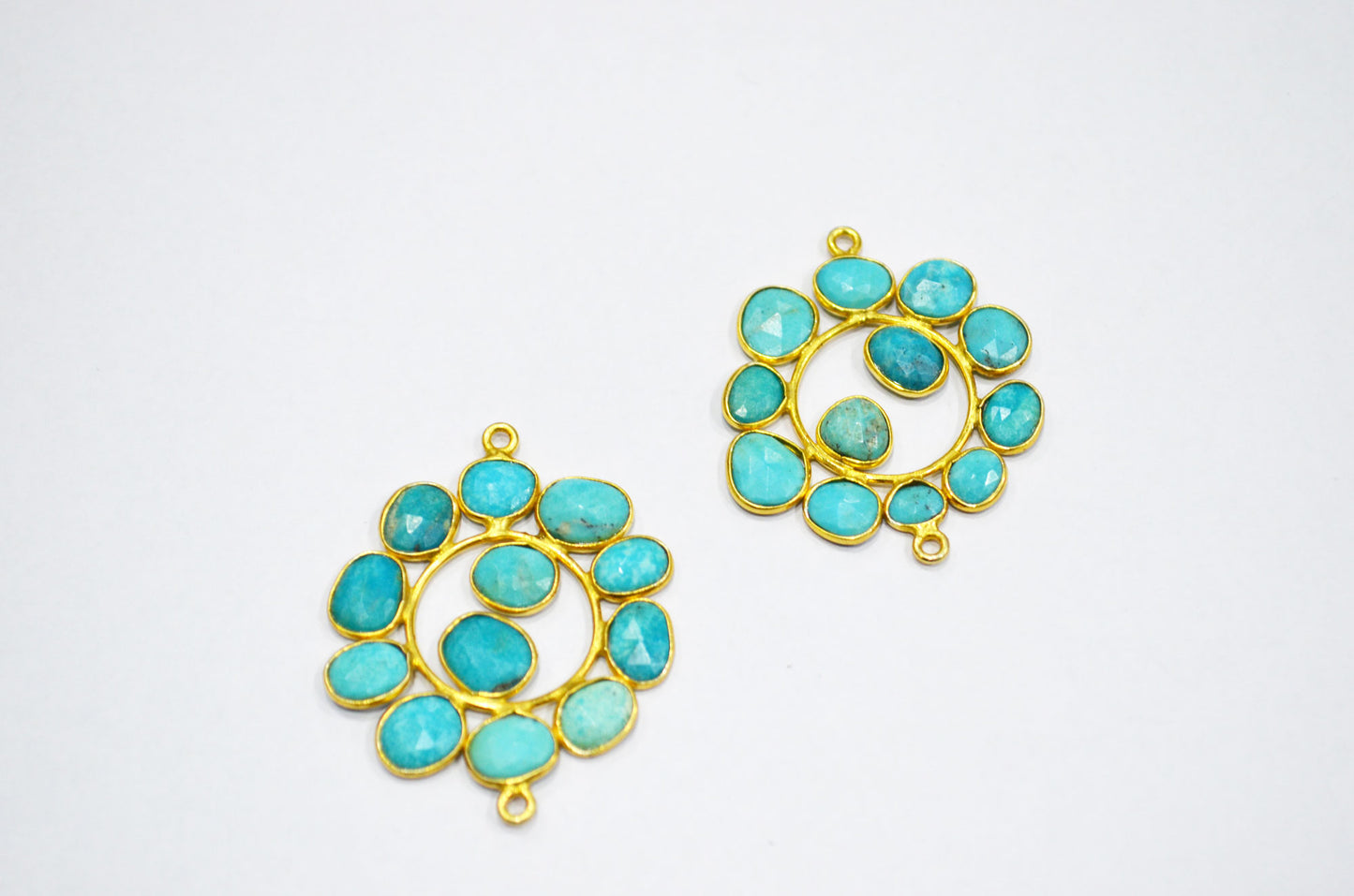 Arizona Turquoise Sterling Silver Coin Shape Connector , Sold By Piece , 3 - 3.50 cm , RB-6073