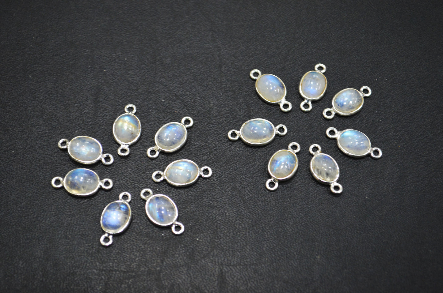 Rainbow Moonstone Smooth Oval Shape Double Bail Connector , Sold By Piece , 8x16 mm , RB-6076