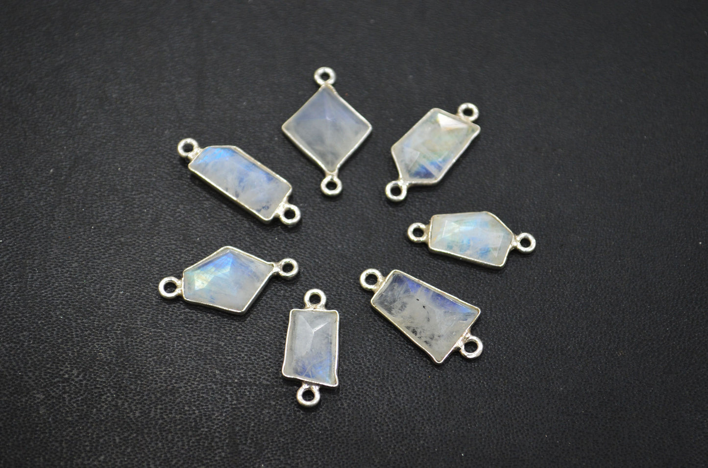 Rainbow Moonstone Faceted Fancy Cut Cab Shape Connector , Sold By Piece , 6 - 10 mm , RB-6077