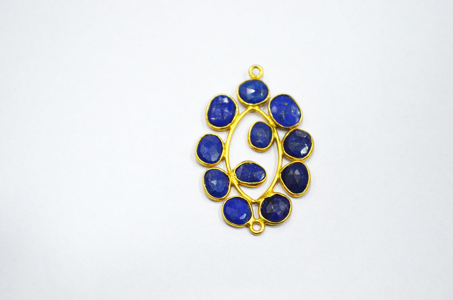 Natural Lapis Lazuli Sterling Silver Marquise Shape Connector , Sold By Piece , 3 - 3.50 cm , RB-6079