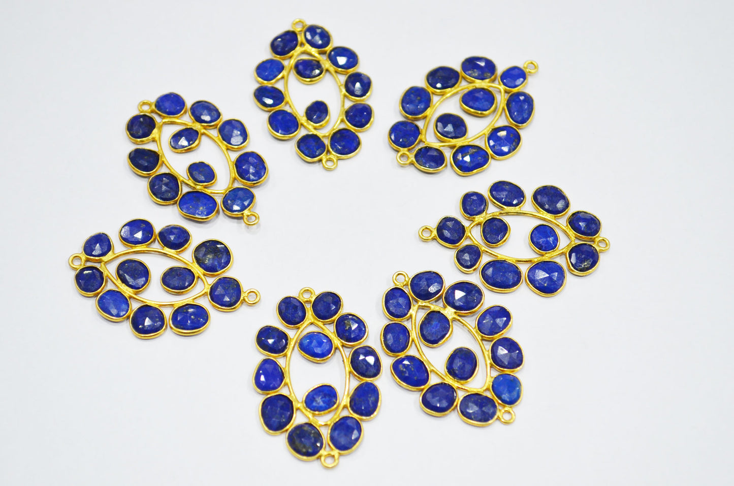 Natural Lapis Lazuli Sterling Silver Marquise Shape Connector , Sold By Piece , 3 - 3.50 cm , RB-6079