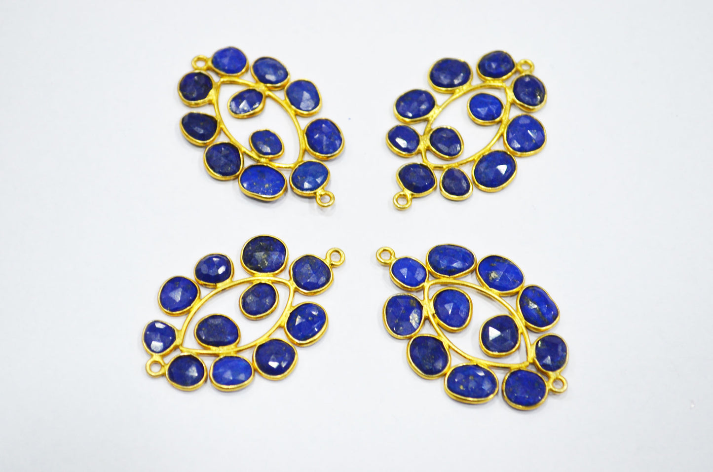 Natural Lapis Lazuli Sterling Silver Marquise Shape Connector , Sold By Piece , 3 - 3.50 cm , RB-6079