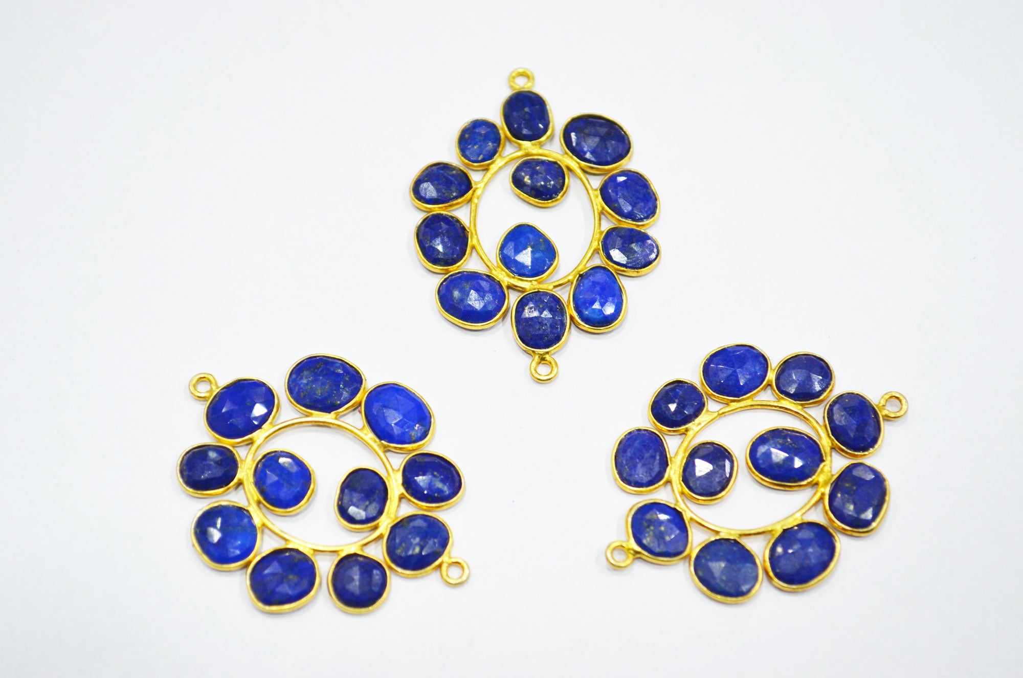 Natural Lapis Lazuli Sterling Silver Oval Shape Connector , Sold By Piece , 3 - 3.50 cm , RB-6080A