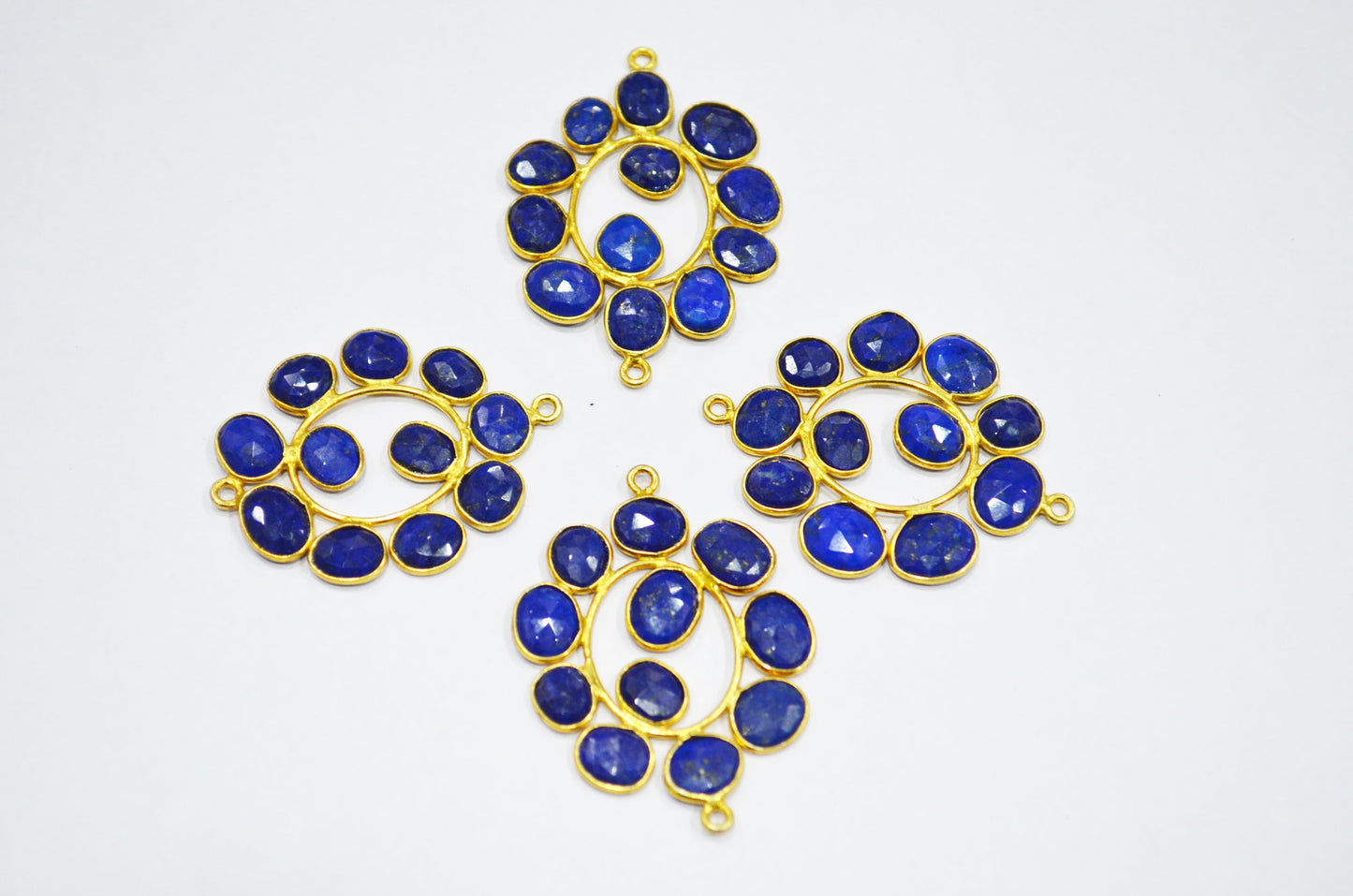 Natural Lapis Lazuli Sterling Silver Oval Shape Connector , Sold By Piece , 3 - 3.50 cm , RB-6080A