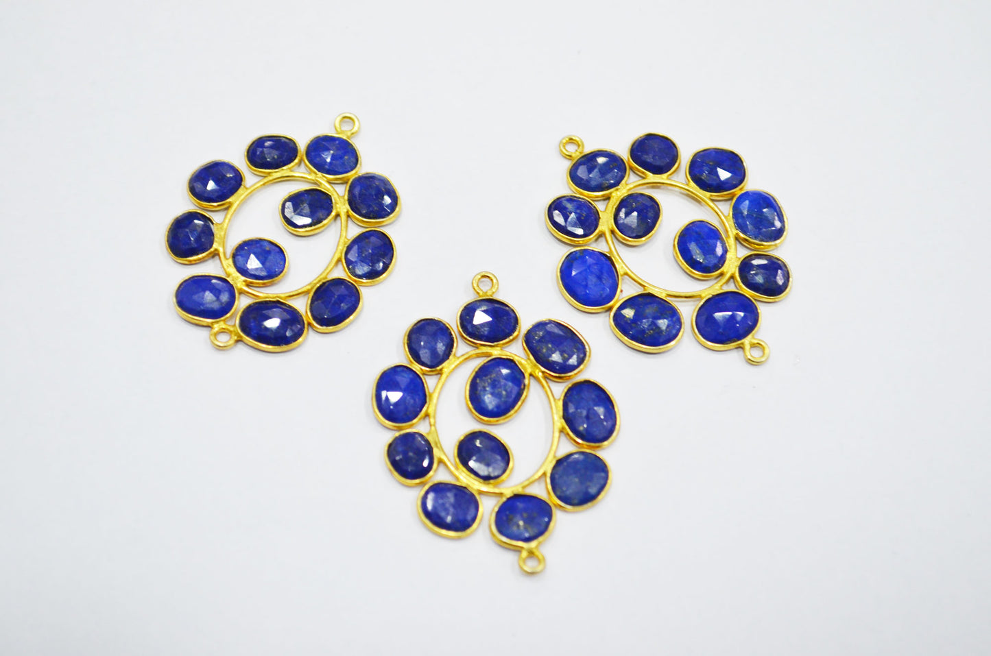 Natural Lapis Lazuli Sterling Silver Oval Shape Connector , Sold By Piece , 3 - 3.50 cm , RB-6080A