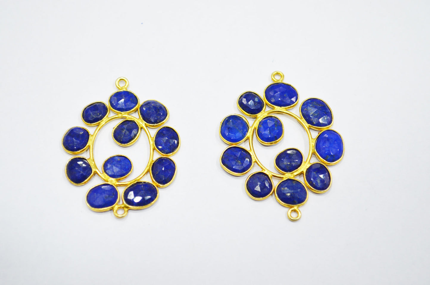 Natural Lapis Lazuli Sterling Silver Oval Shape Connector , Sold By Piece , 3 - 3.50 cm , RB-6080A