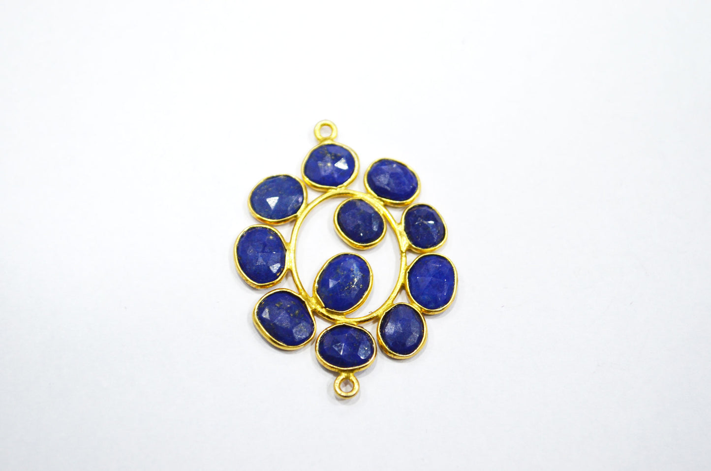 Natural Lapis Lazuli Sterling Silver Oval Shape Connector , Sold By Piece , 3 - 3.50 cm , RB-6080A