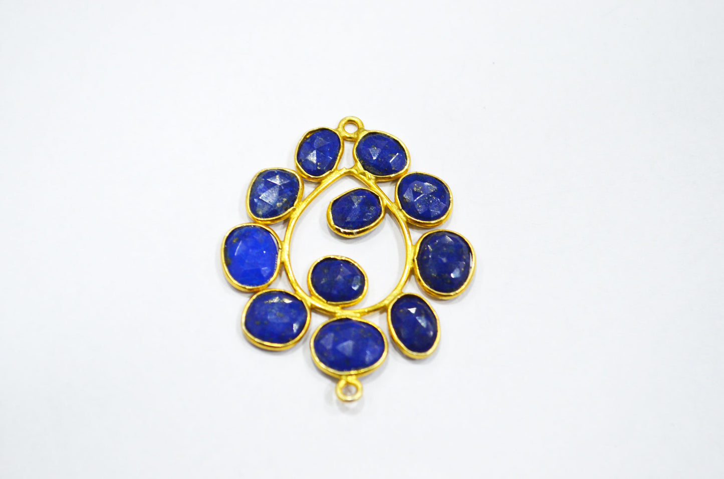 Natural Lapis Lazuli Sterling Silver Pear Shape Connector , Sold By Piece , 3 - 3.50 cm , RB-6080B