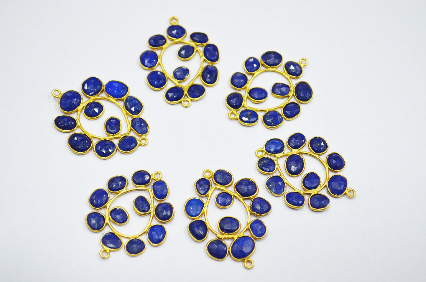 Natural Lapis Lazuli Sterling Silver Pear Shape Connector , Sold By Piece , 3 - 3.50 cm , RB-6080B