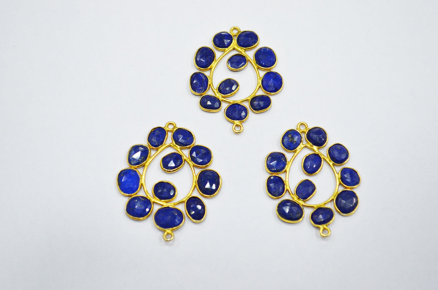 Natural Lapis Lazuli Sterling Silver Pear Shape Connector , Sold By Piece , 3 - 3.50 cm , RB-6080B