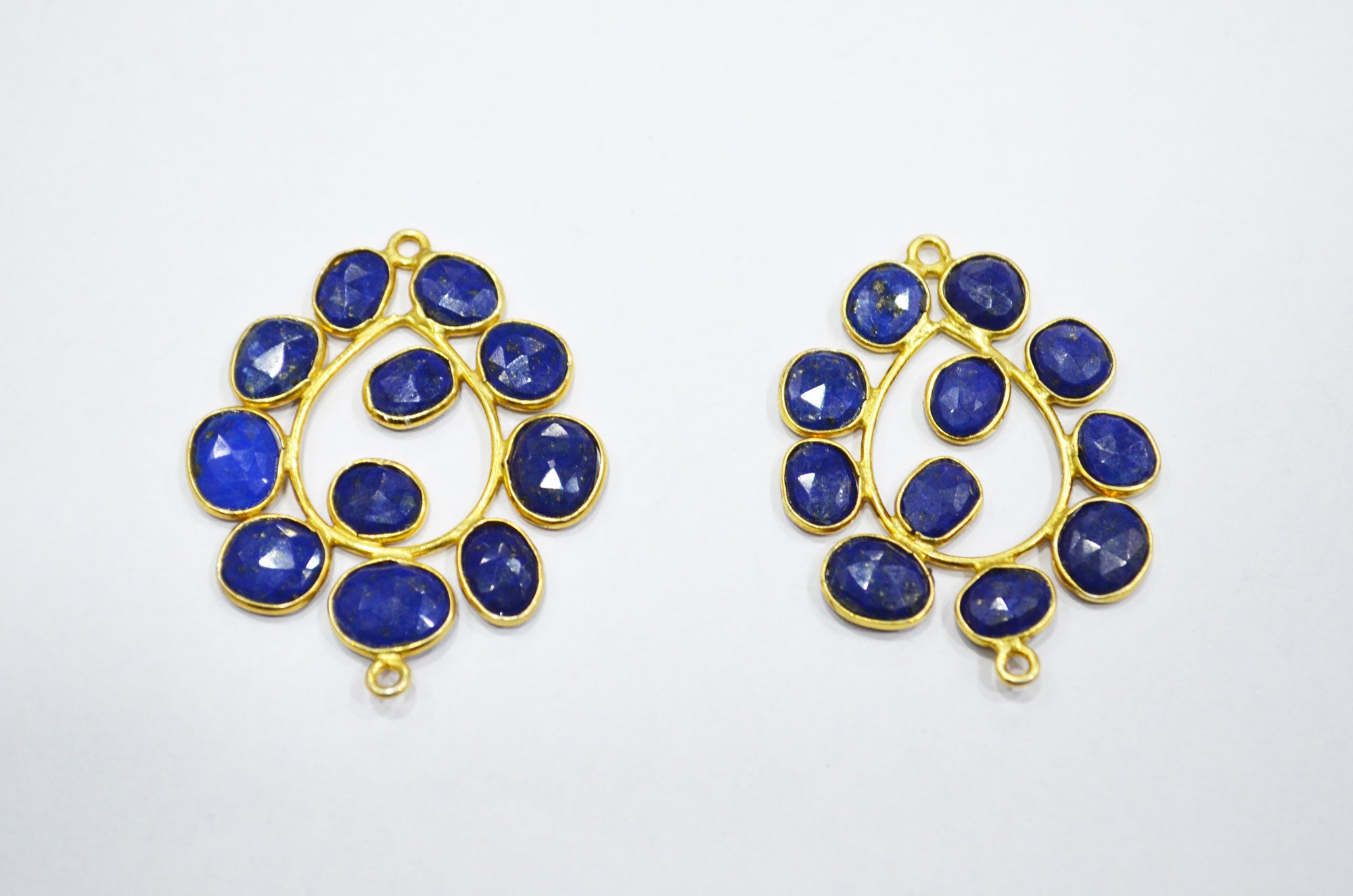 Natural Lapis Lazuli Sterling Silver Pear Shape Connector , Sold By Piece , 3 - 3.50 cm , RB-6080B