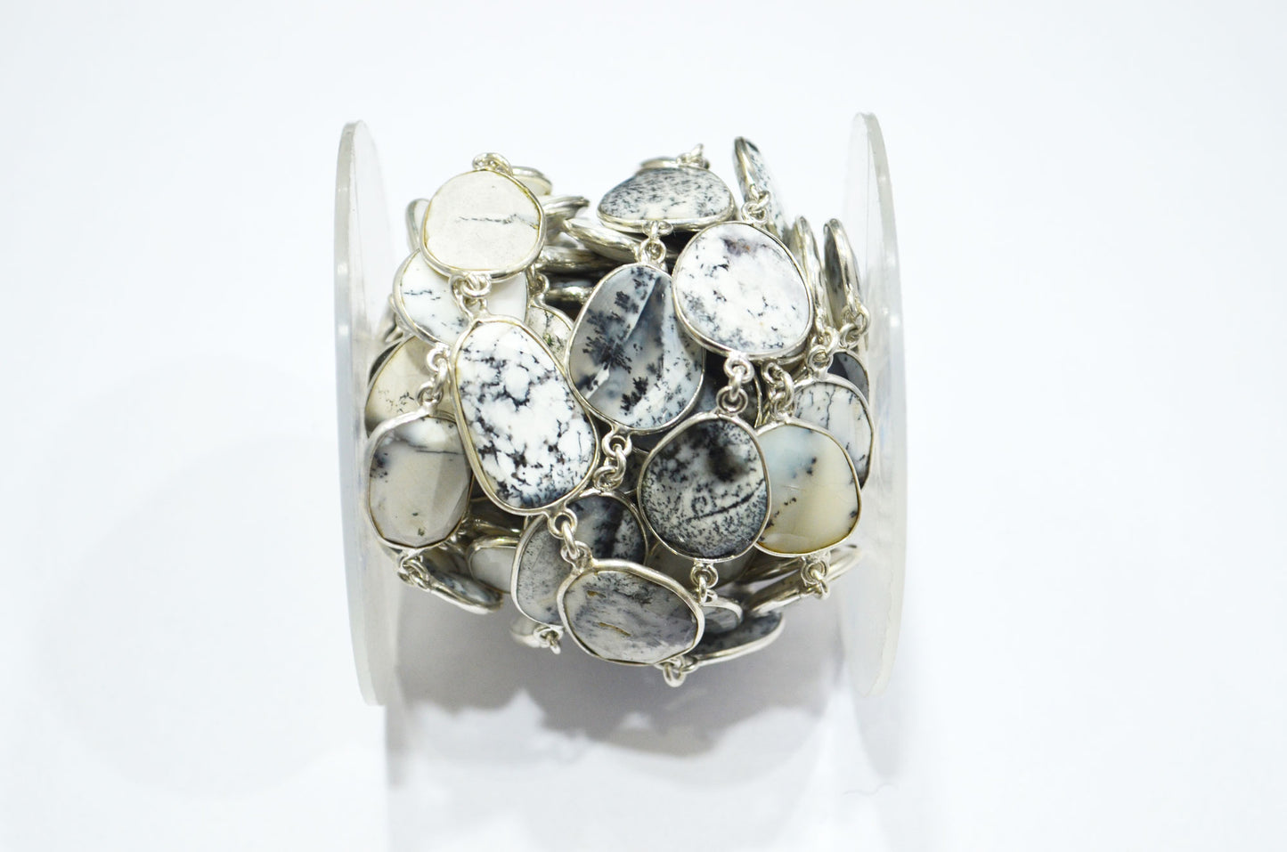 Dendrite Opal Faceted Slice Shape Connector Chain , 16 - 19 mm , RB-6082