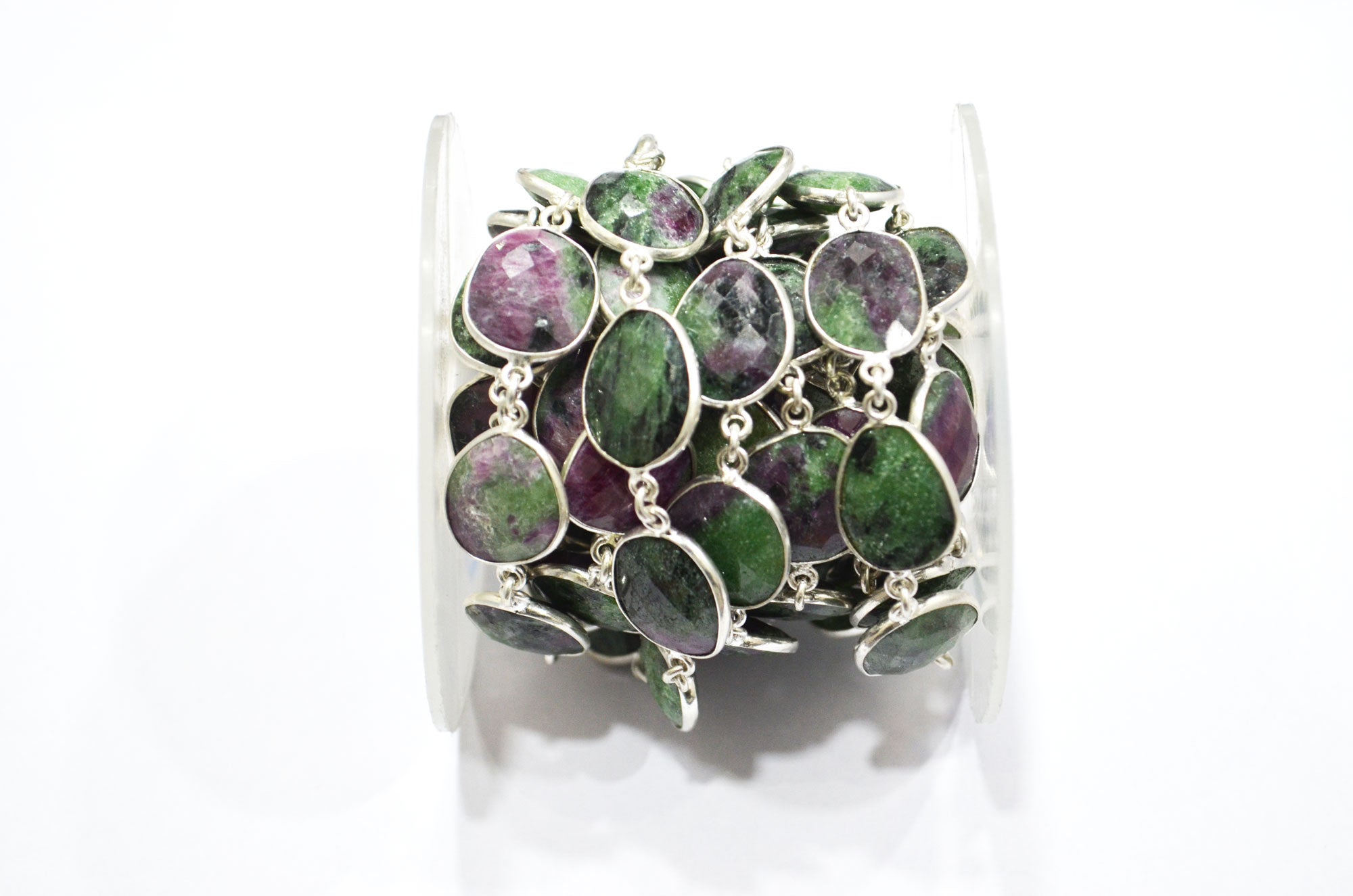 Ruby Zoisite Faceted Slice Shape Connector Chain , 13 - 16 mm , RB-6084