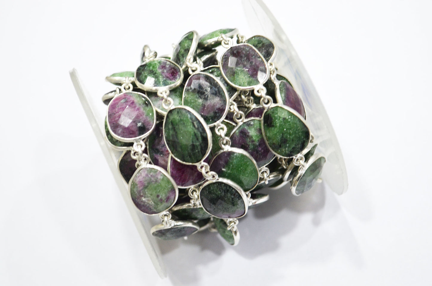 Ruby Zoisite Faceted Slice Shape Connector Chain , 13 - 16 mm , RB-6084
