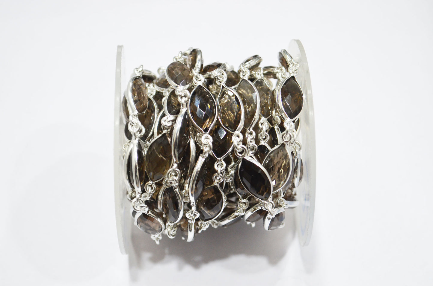 Smoky Hydro Quartz Faceted Marquise Shape Connector Chain , 8x15 mm , RB-6088