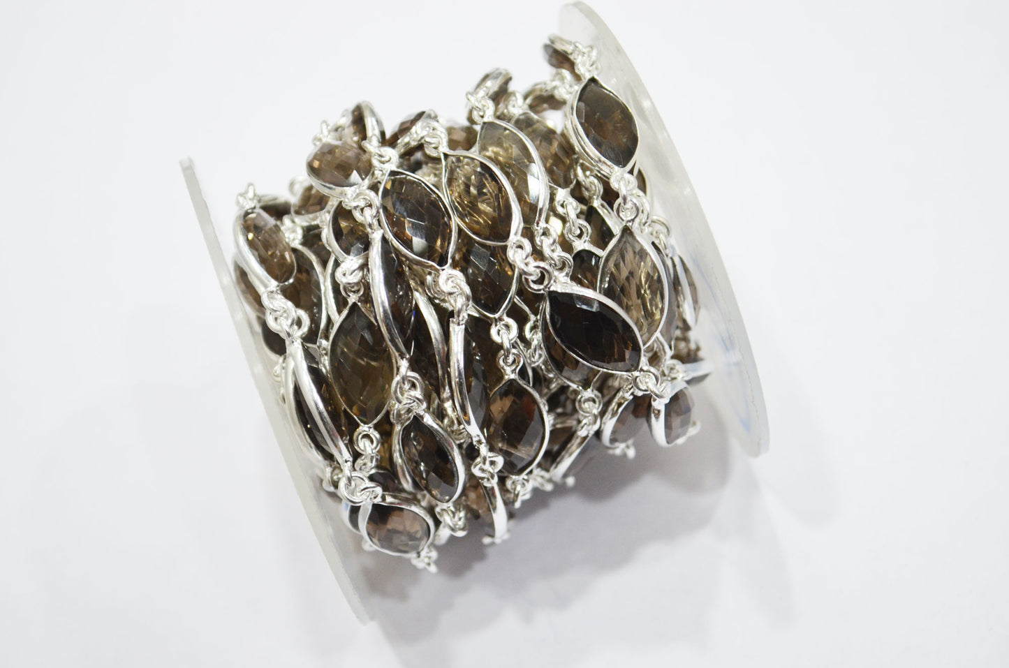 Smoky Hydro Quartz Faceted Marquise Shape Connector Chain , 8x15 mm , RB-6088