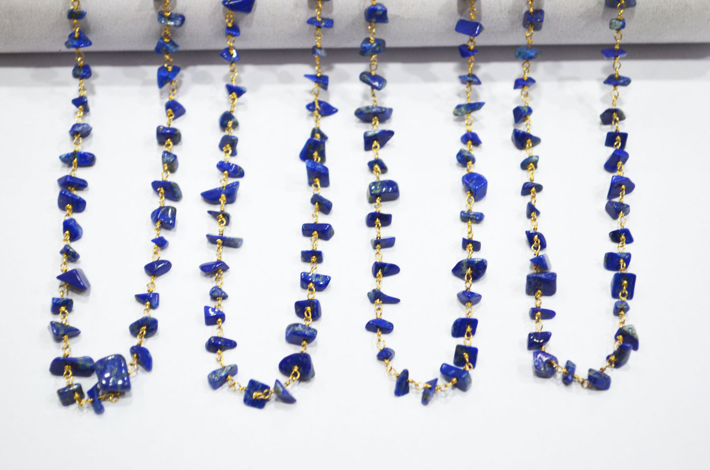 Lapis Lazuli Smooth Irregular Flat Chips Shape Rosary Beaded Chain , 2 - 4.50 mm , RB-6113