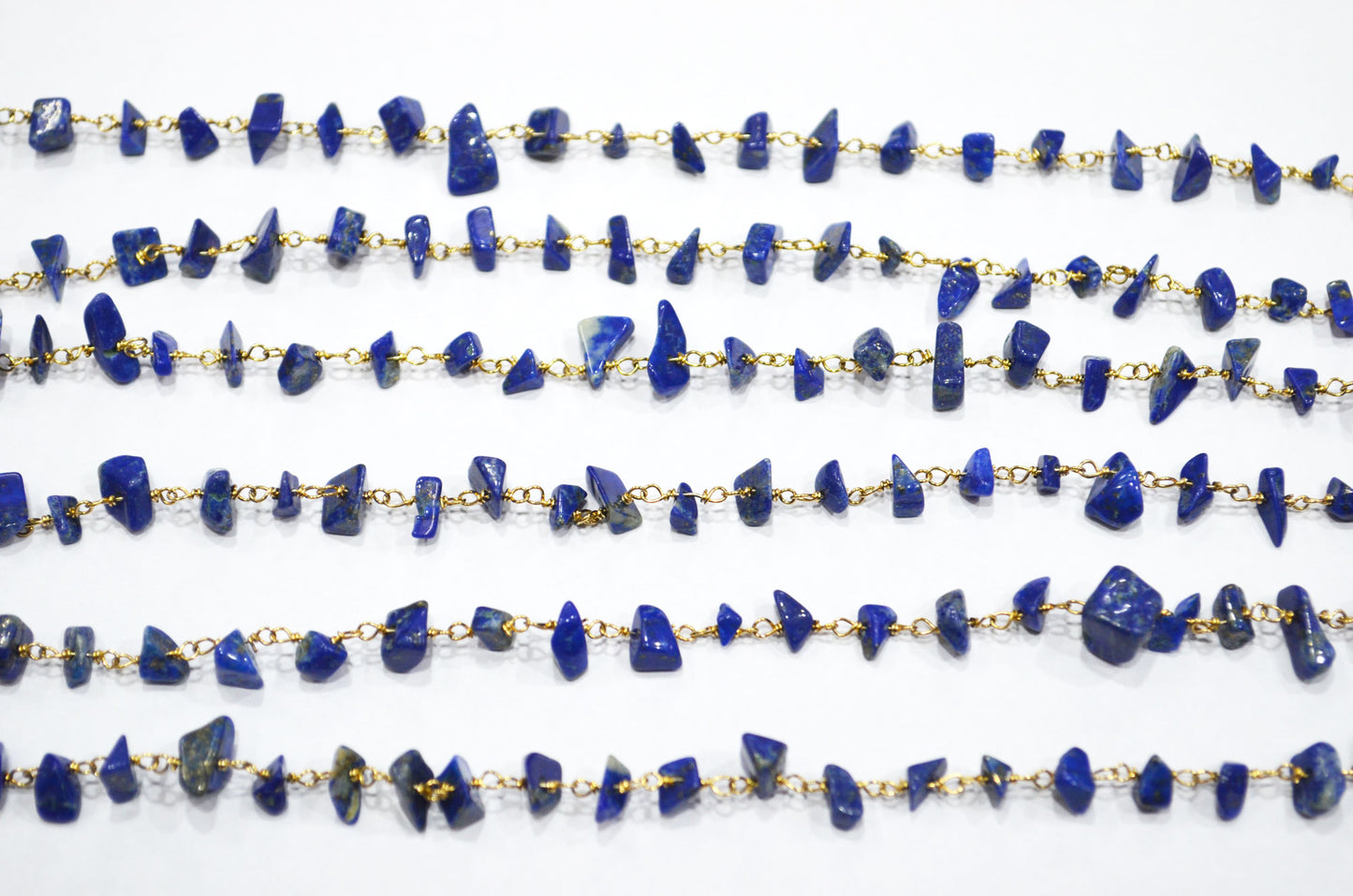 Lapis Lazuli Smooth Irregular Flat Chips Shape Rosary Beaded Chain , 2 - 4.50 mm , RB-6113