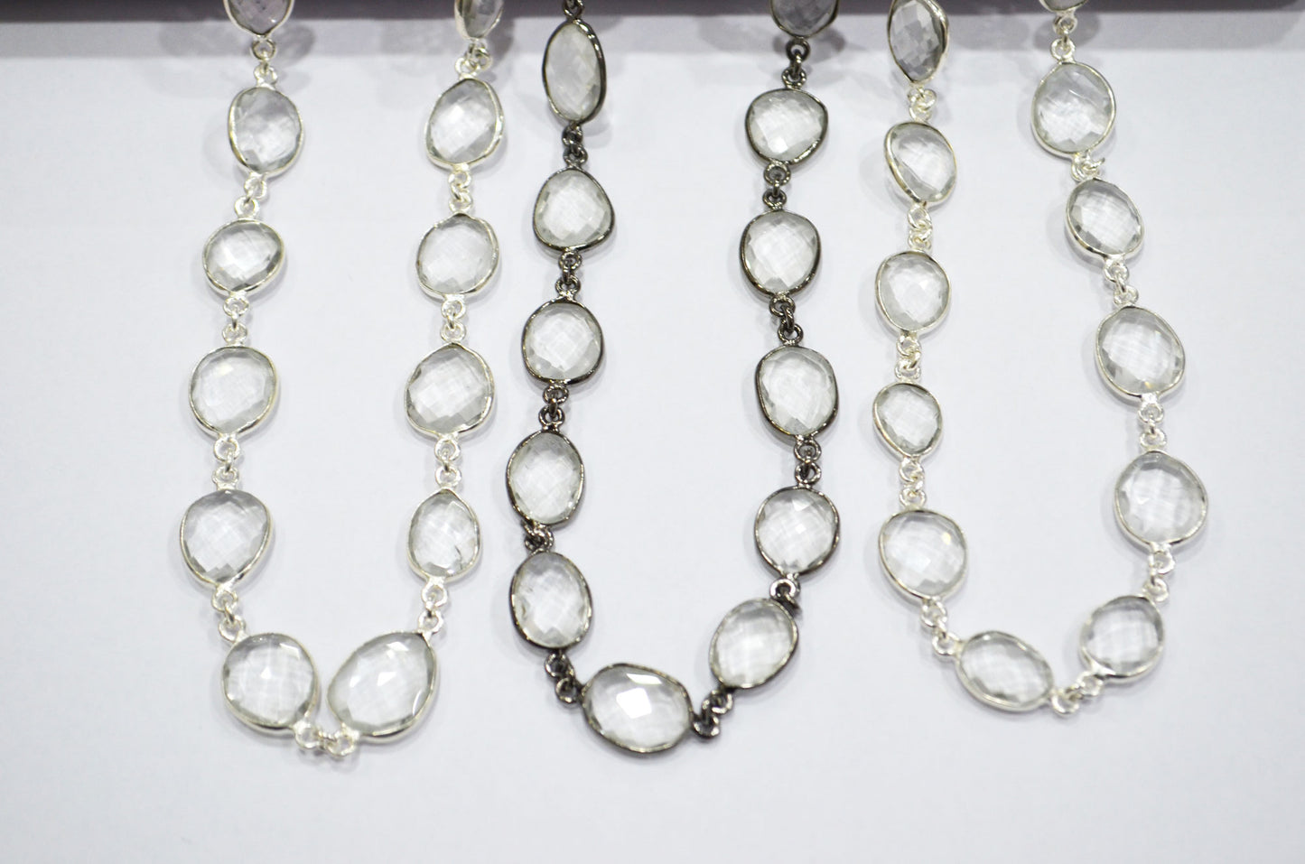 Rock Crystal Faceted Slice Shape Connector Chain , 13 - 18 mm , RB-6094