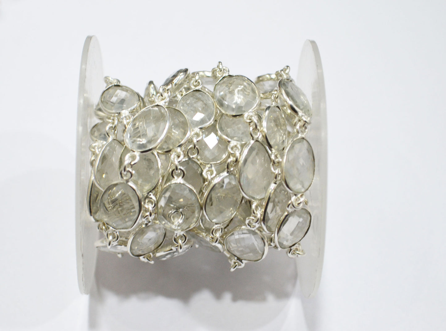 Rock Crystal Faceted Slice Shape Connector Chain , 13 - 18 mm , RB-6094