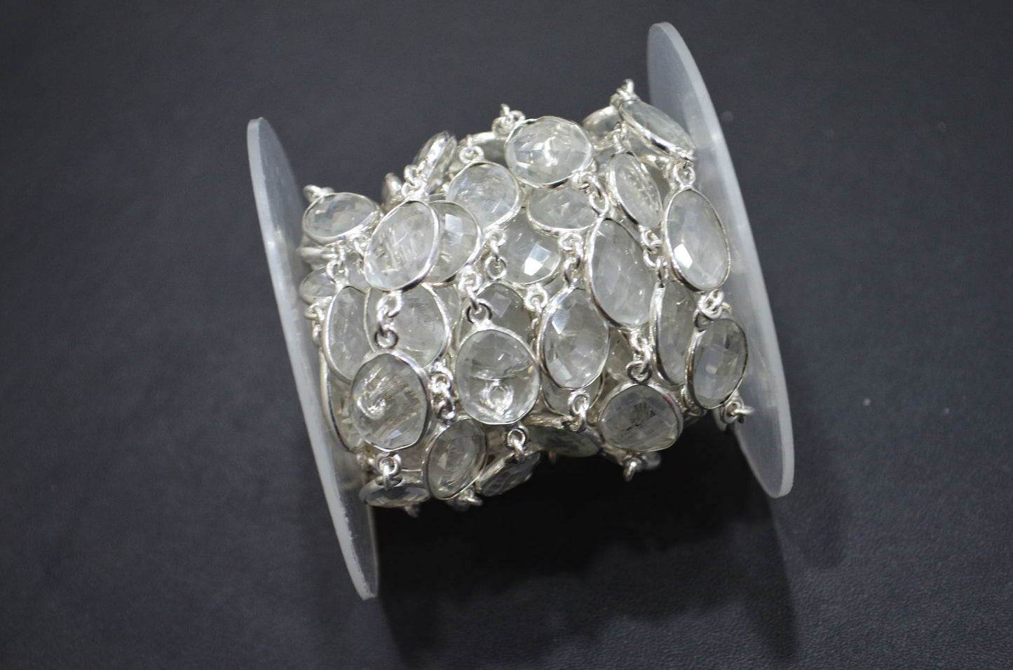 Rock Crystal Faceted Slice Shape Connector Chain , 13 - 18 mm , RB-6094