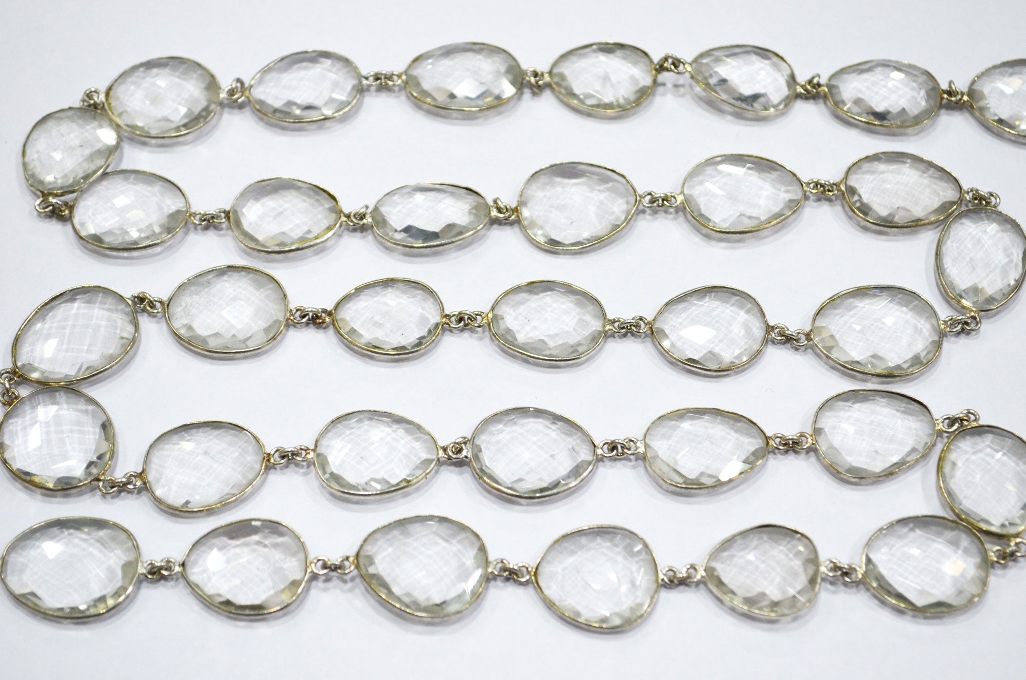 Rock Crystal Faceted Slice Shape Connector Chain , 18 - 22 mm , RB-6095