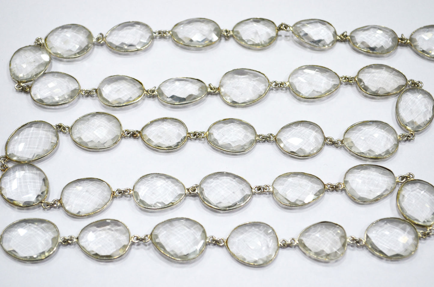 Rock Crystal Faceted Slice Shape Connector Chain , 18 - 22 mm , RB-6095