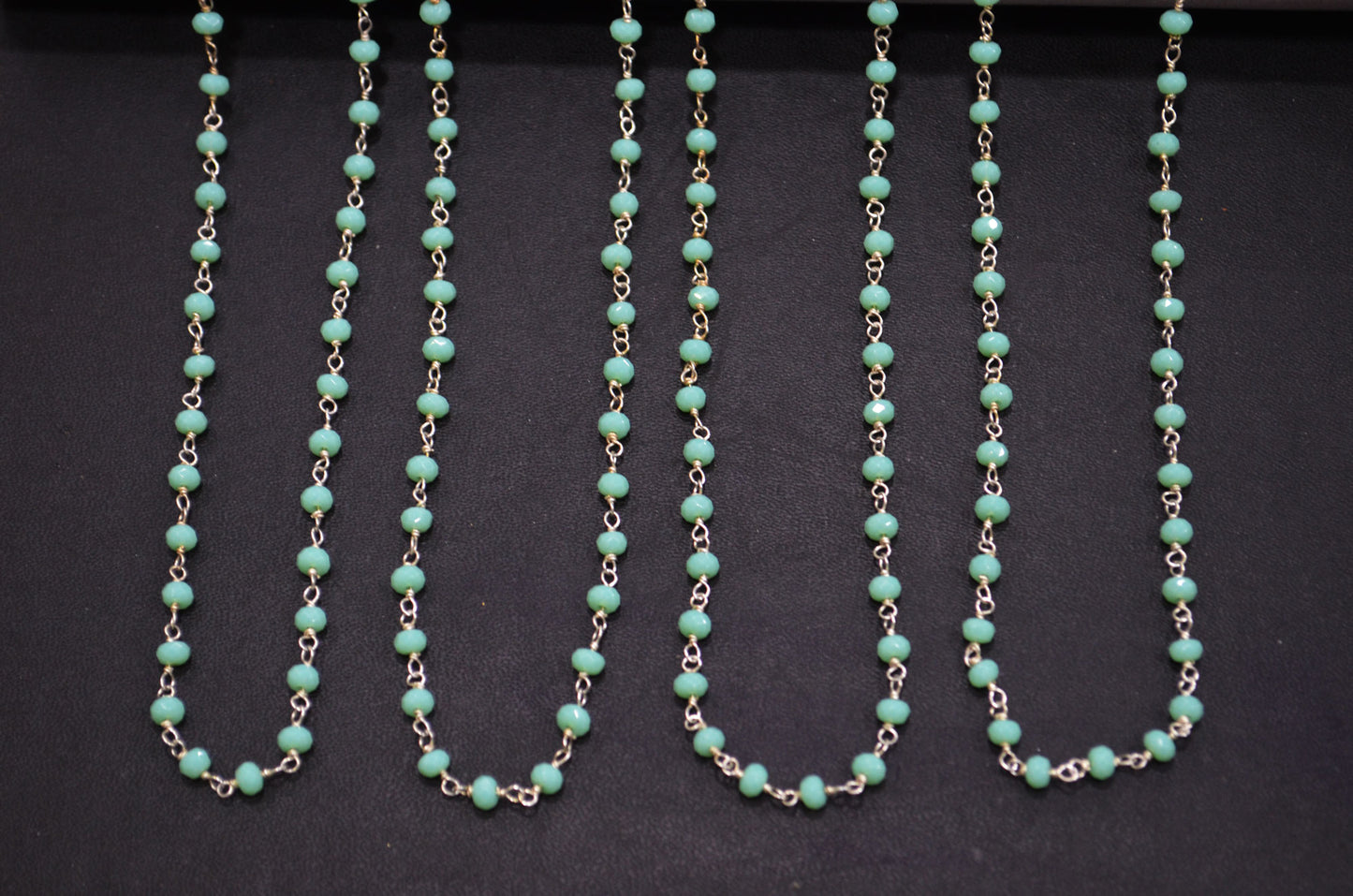 Amazonite Chalcedony (Jade) Faceted Rondelle Shape Rosary Beaded Chain , 4 mm , RB-6098
