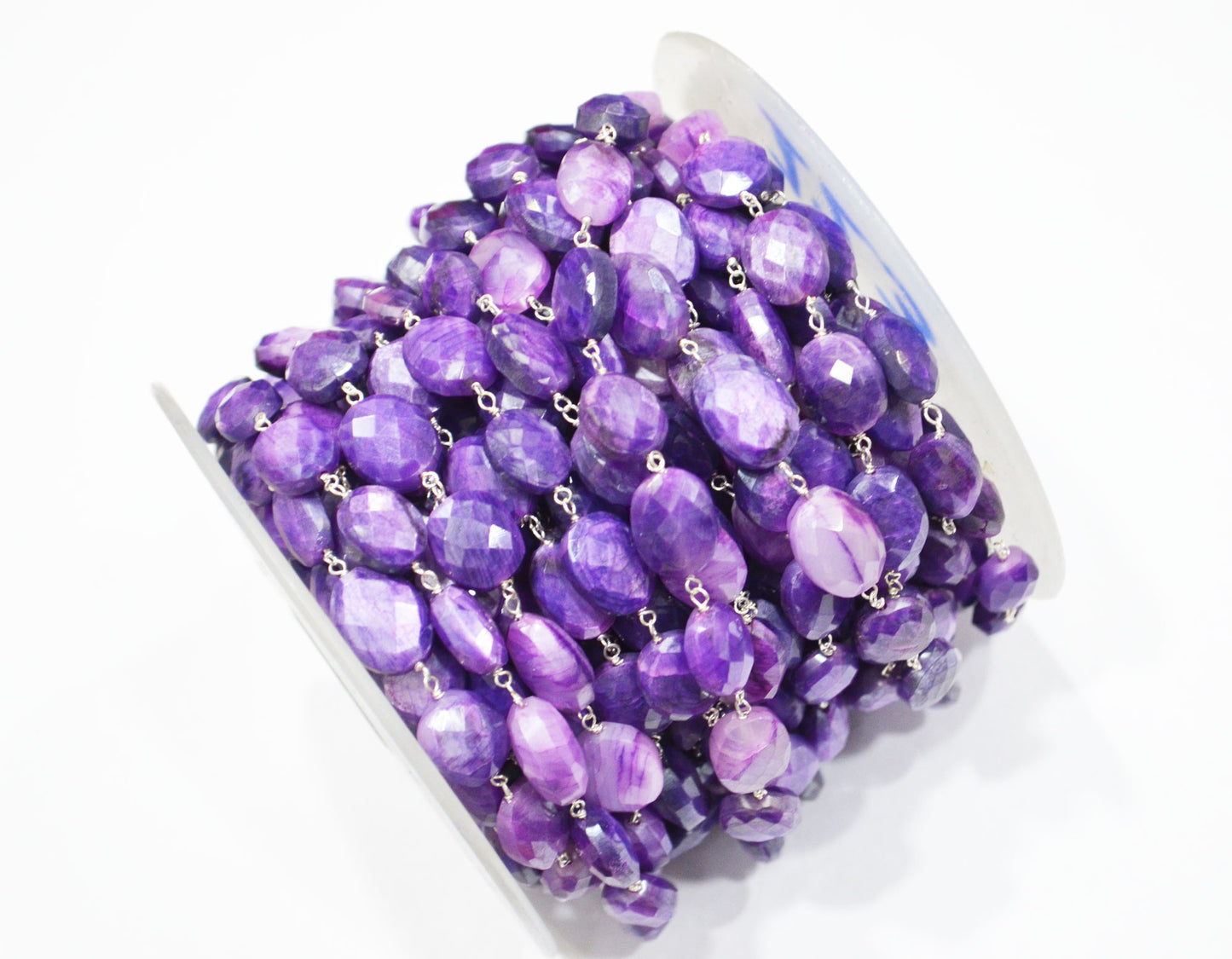 Mystic Lavender Moonstone Faceted Oval Shape Rosary Beaded Chain , 8 - 15 mm , RB-6110