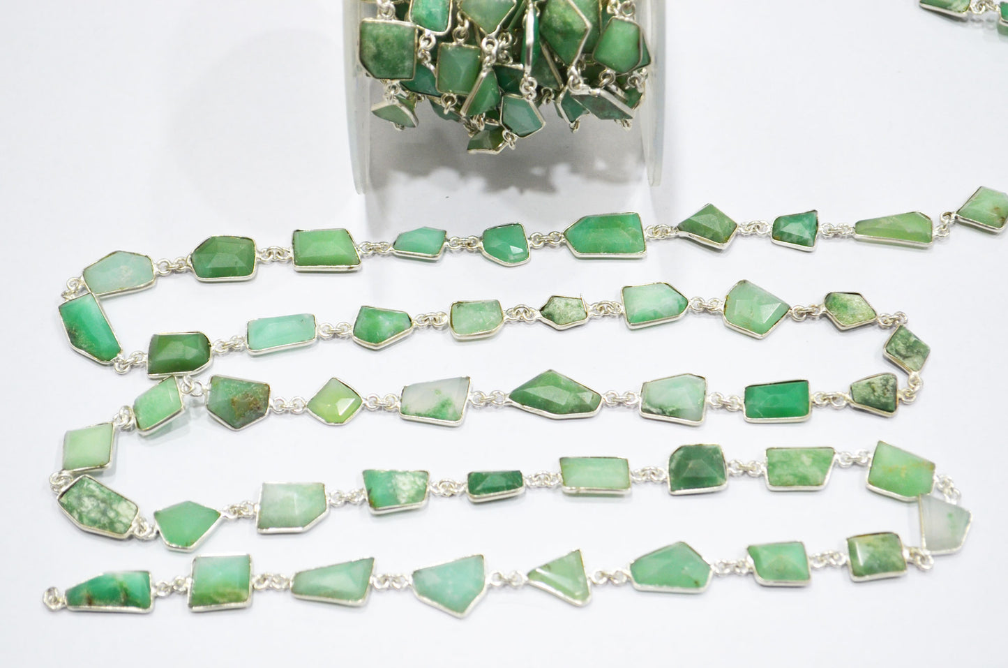 Australian Chrysoprase Fancy Cut Shape Connector Chain , 8 - 16 mm , RB-6111