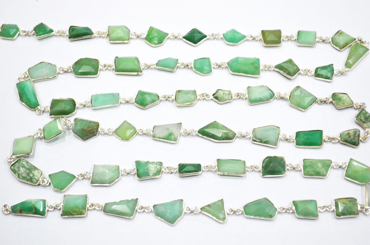 Australian Chrysoprase Fancy Cut Shape Connector Chain , 8 - 16 mm , RB-6111