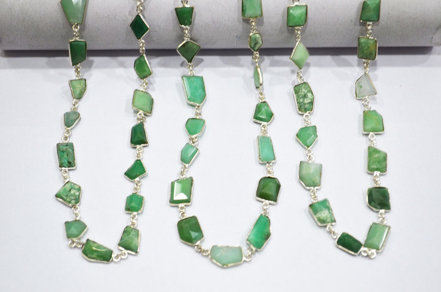 Australian Chrysoprase Fancy Cut Shape Connector Chain , 8 - 16 mm , RB-6111