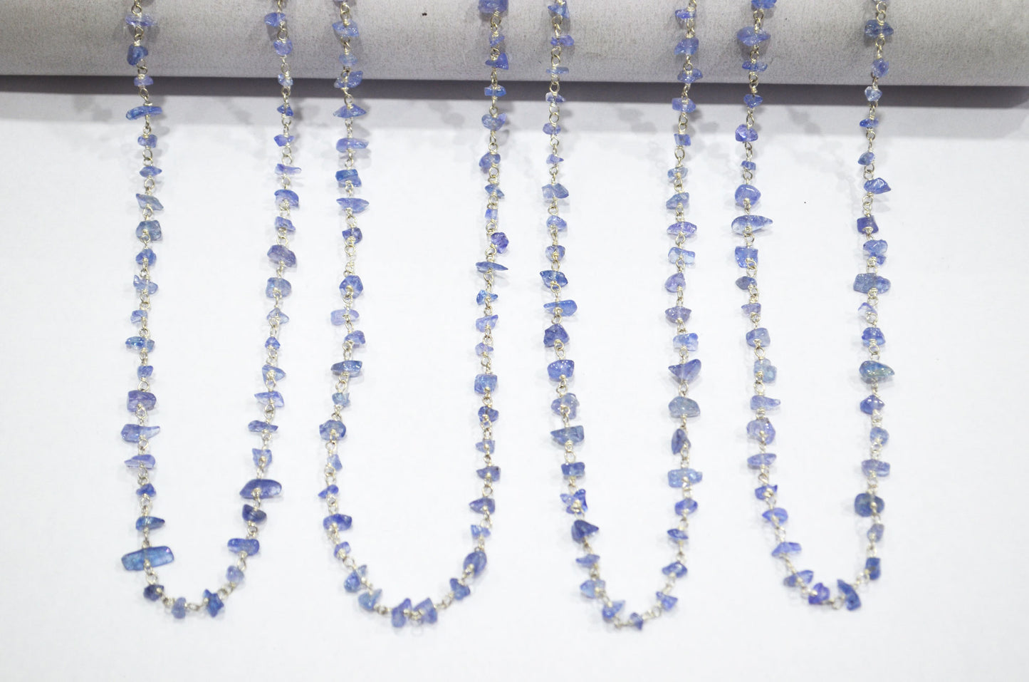 Tanzanite Smooth Irregular Flat Chips Shape Rosary Beaded Chain , 2 - 4.50 mm , RB-6113