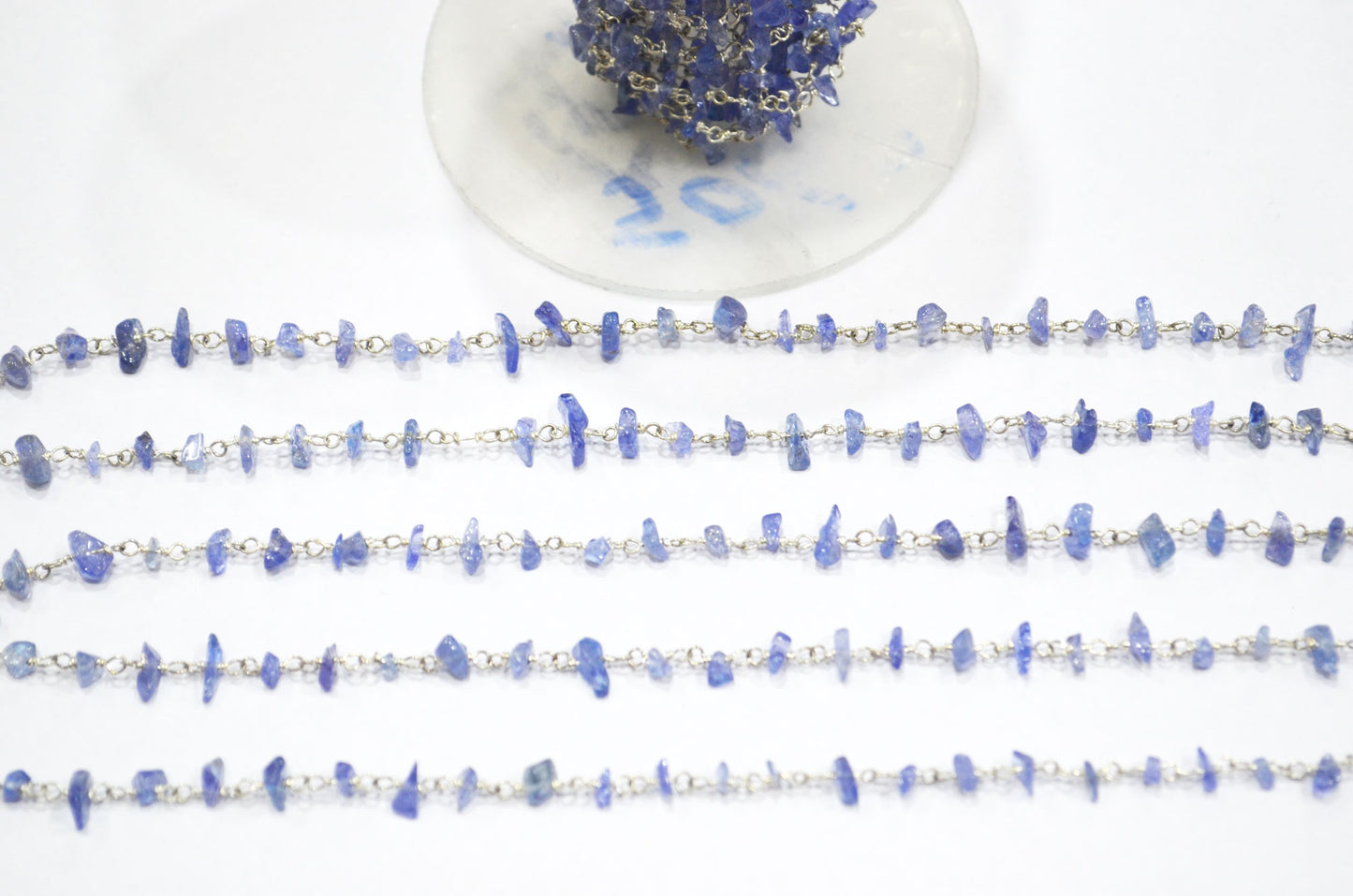 Tanzanite Smooth Irregular Flat Chips Shape Rosary Beaded Chain , 2 - 4.50 mm , RB-6113