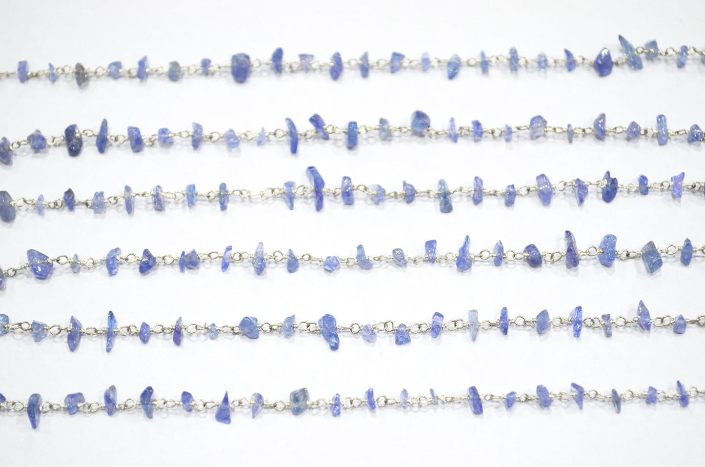 Tanzanite Smooth Irregular Flat Chips Shape Rosary Beaded Chain , 2 - 4.50 mm , RB-6113