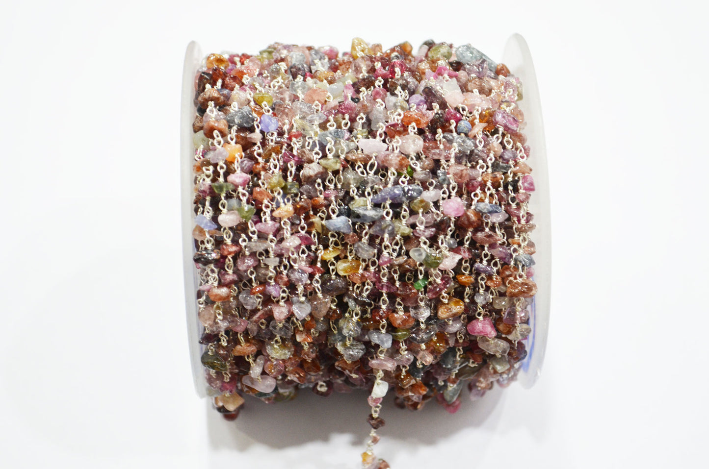 Multi Sapphire Smooth Irregular Flat Chips Shape Rosary Beaded Chain , 2 - 4 mm , RB-6114