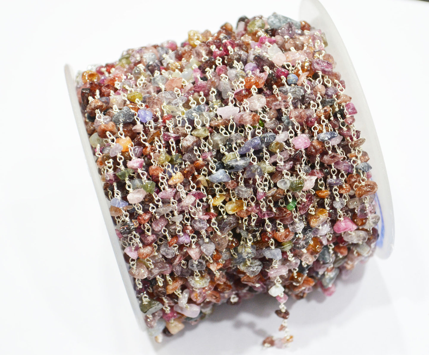 Multi Sapphire Smooth Irregular Flat Chips Shape Rosary Beaded Chain , 2 - 4 mm , RB-6114