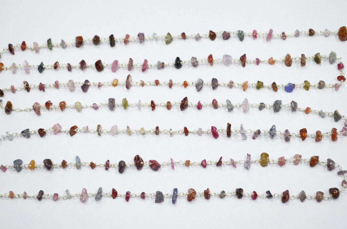 Multi Sapphire Smooth Irregular Flat Chips Shape Rosary Beaded Chain , 2 - 4 mm , RB-6114