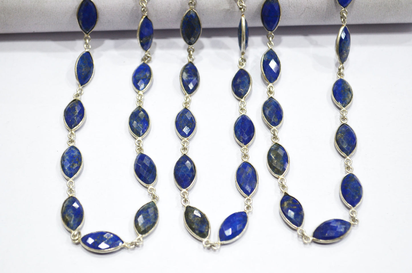 Lapis Lazuli Faceted Marquise Shape Connector Chain , 6x15 mm , RB-6127