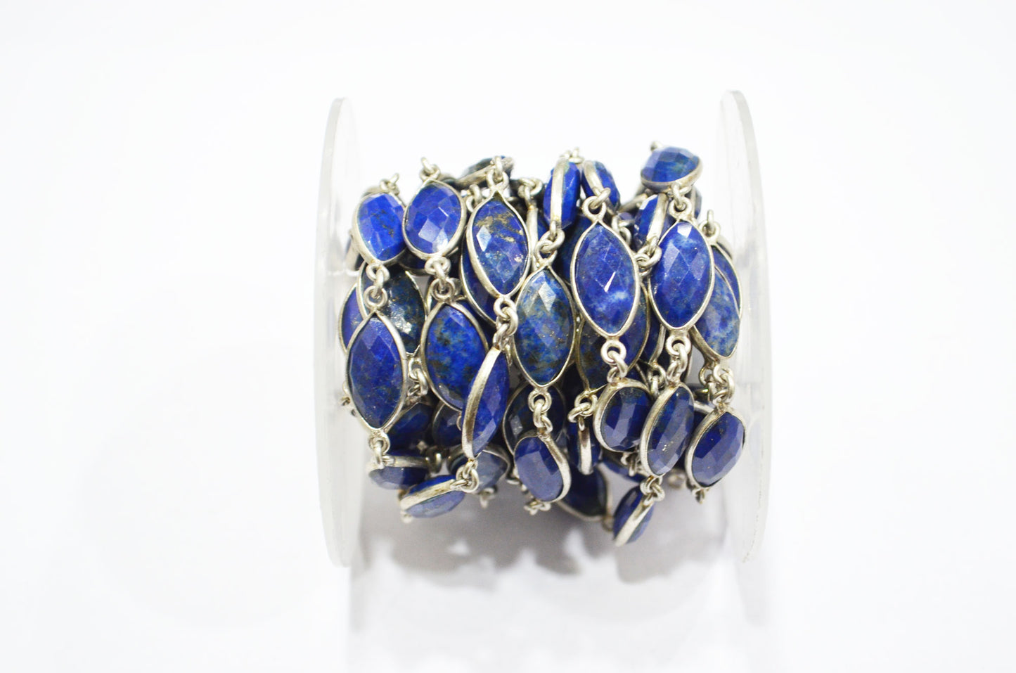 Lapis Lazuli Faceted Marquise Shape Connector Chain , 6x15 mm , RB-6127