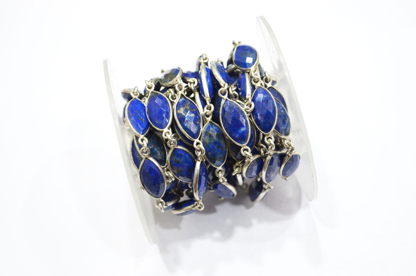 Lapis Lazuli Faceted Marquise Shape Connector Chain , 6x15 mm , RB-6127