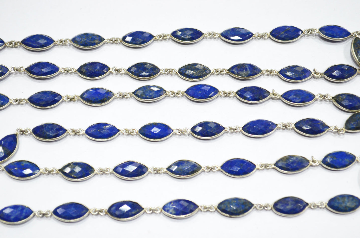 Lapis Lazuli Faceted Marquise Shape Connector Chain , 6x15 mm , RB-6127