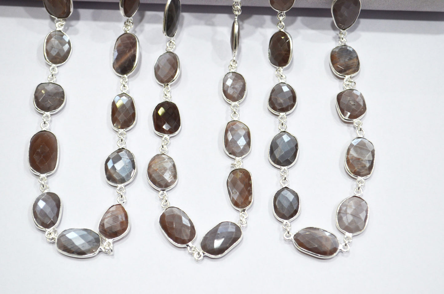 Chocolate Moonstone Faceted Free Form Shape Connector Chain , 10 - 16 mm , RB-6128
