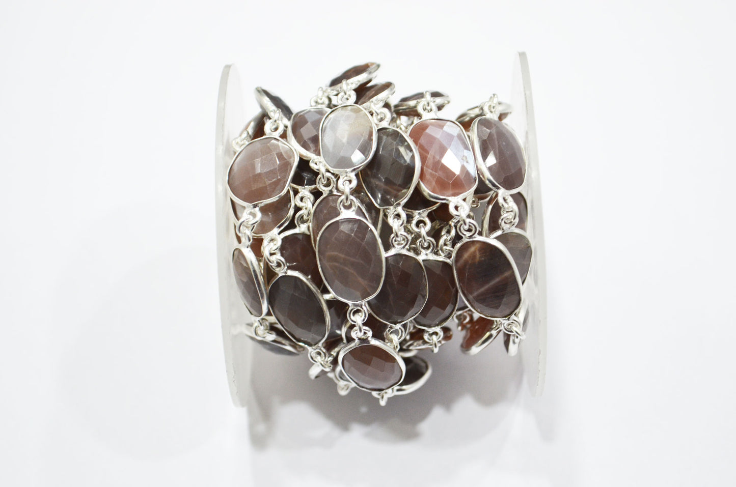 Chocolate Moonstone Faceted Free Form Shape Connector Chain , 10 - 16 mm , RB-6128