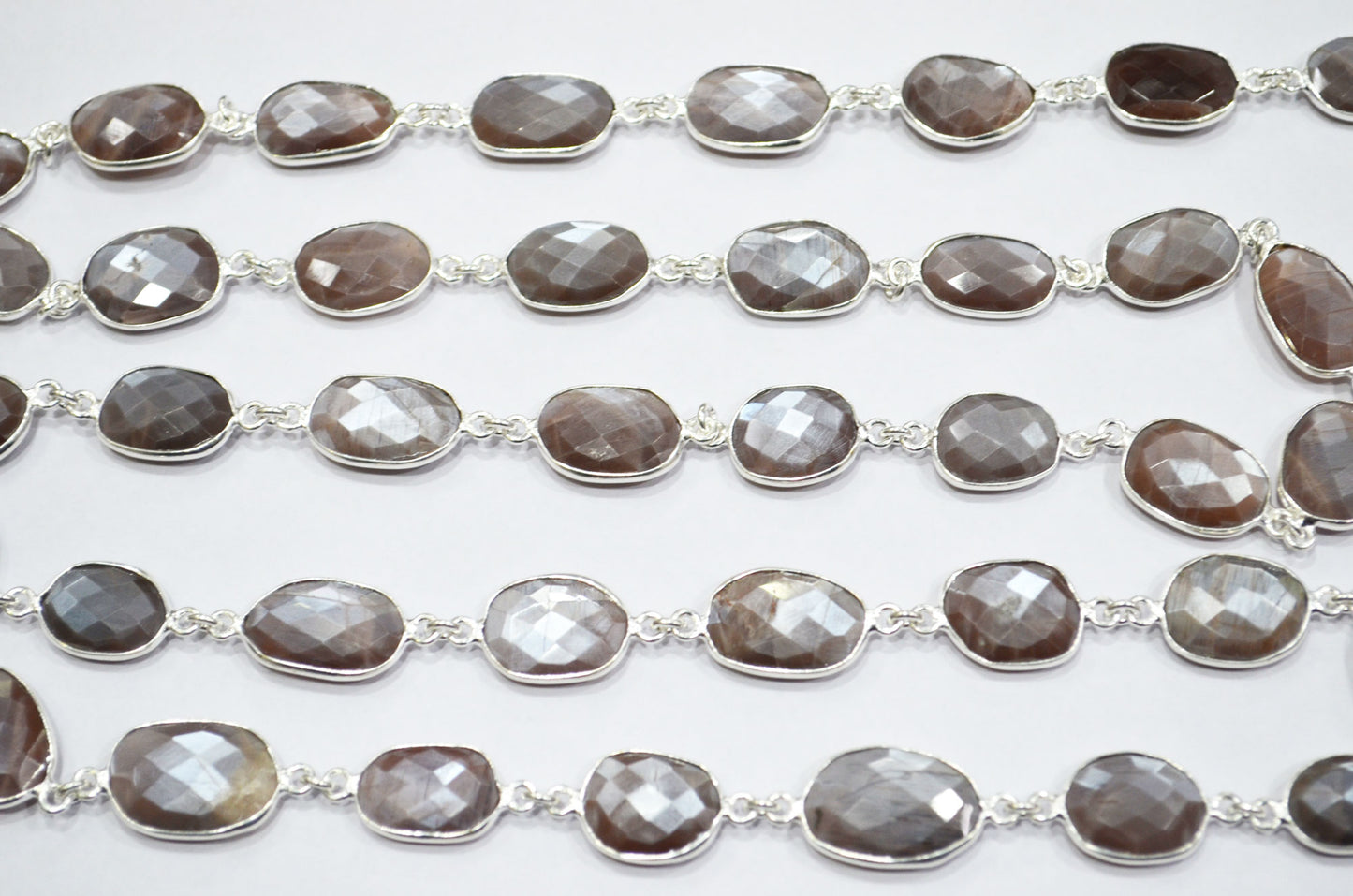 Chocolate Moonstone Faceted Free Form Shape Connector Chain , 10 - 16 mm , RB-6128