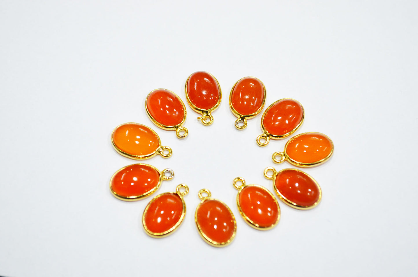 Carnelian Smooth Oval Shape Single And Double Bail Connector , Sold By Piece , 10x14 mm , RB-6222