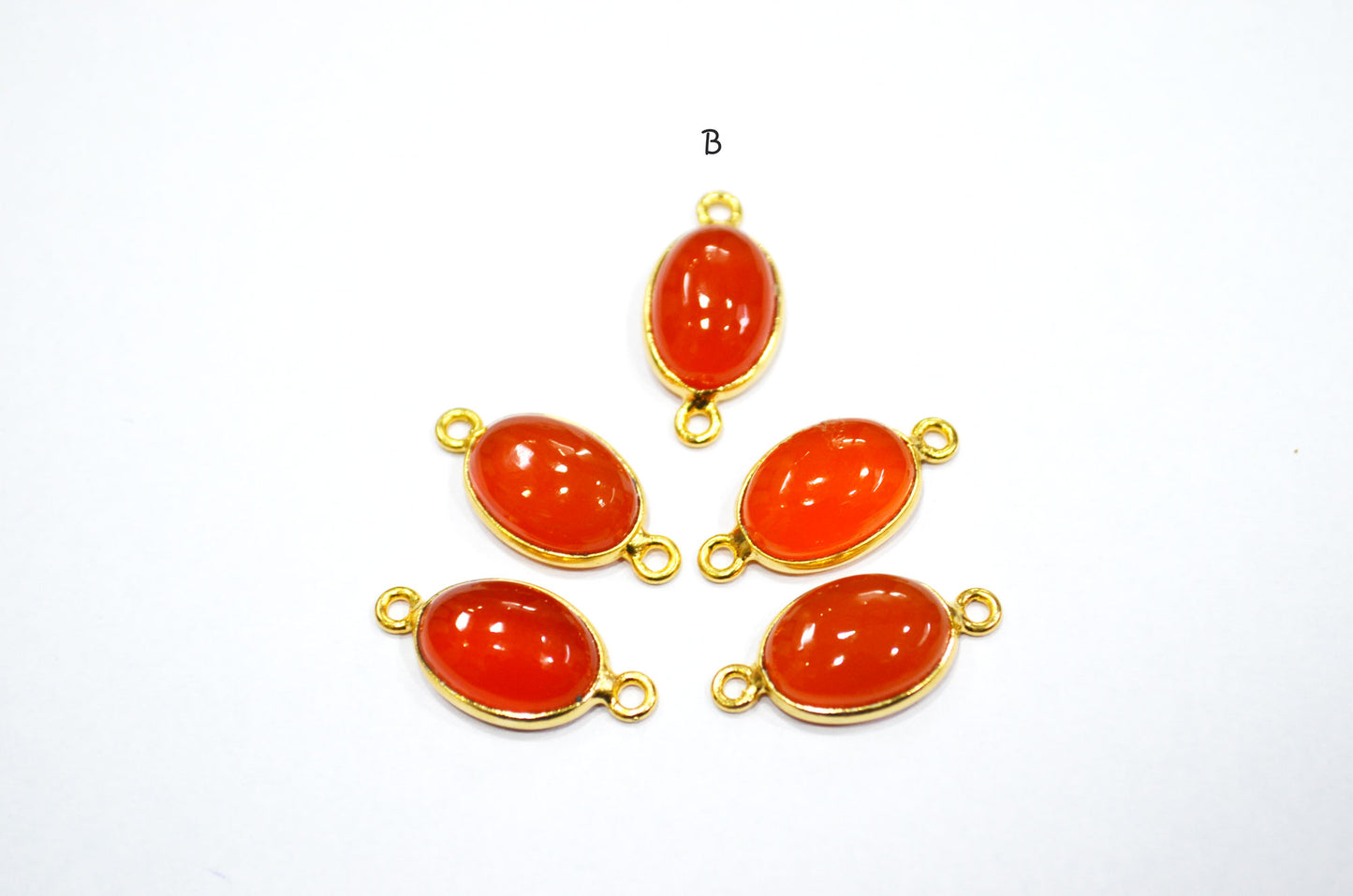 Carnelian Smooth Oval Shape Single And Double Bail Connector , Sold By Piece , 10x14 mm , RB-6222