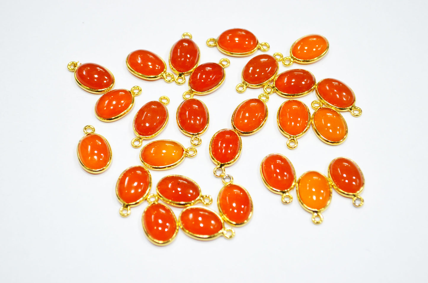 Carnelian Smooth Oval Shape Single And Double Bail Connector , Sold By Piece , 10x14 mm , RB-6222