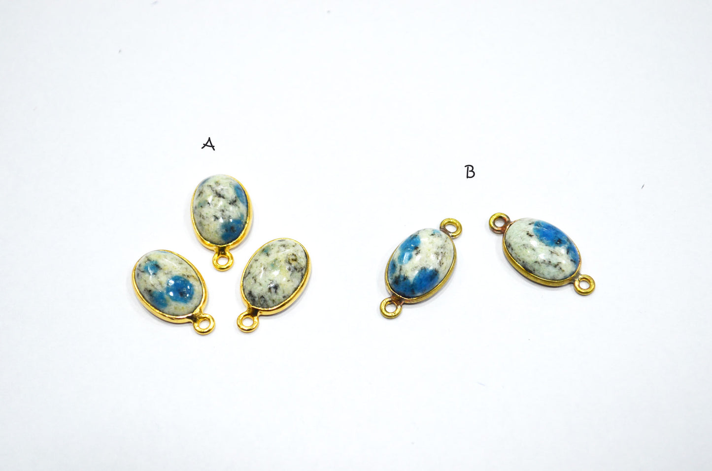 K2 Jasper Smooth Oval Shape Single And Double Bail Connector , Sold By Piece , 10x14 mm , RB-6223