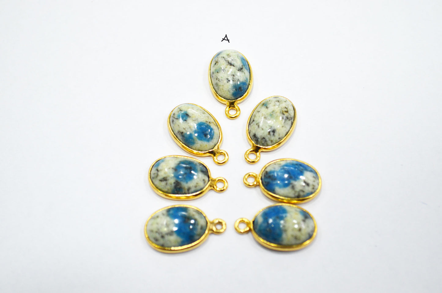 K2 Jasper Smooth Oval Shape Single And Double Bail Connector , Sold By Piece , 10x14 mm , RB-6223